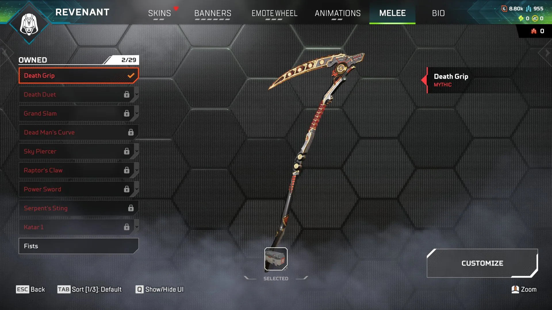 AP619 Heirloom Revenant Account with Death Grip, Imperial Assailant, Mail Order Monster, Sea Legs and Rare Weapon Skins