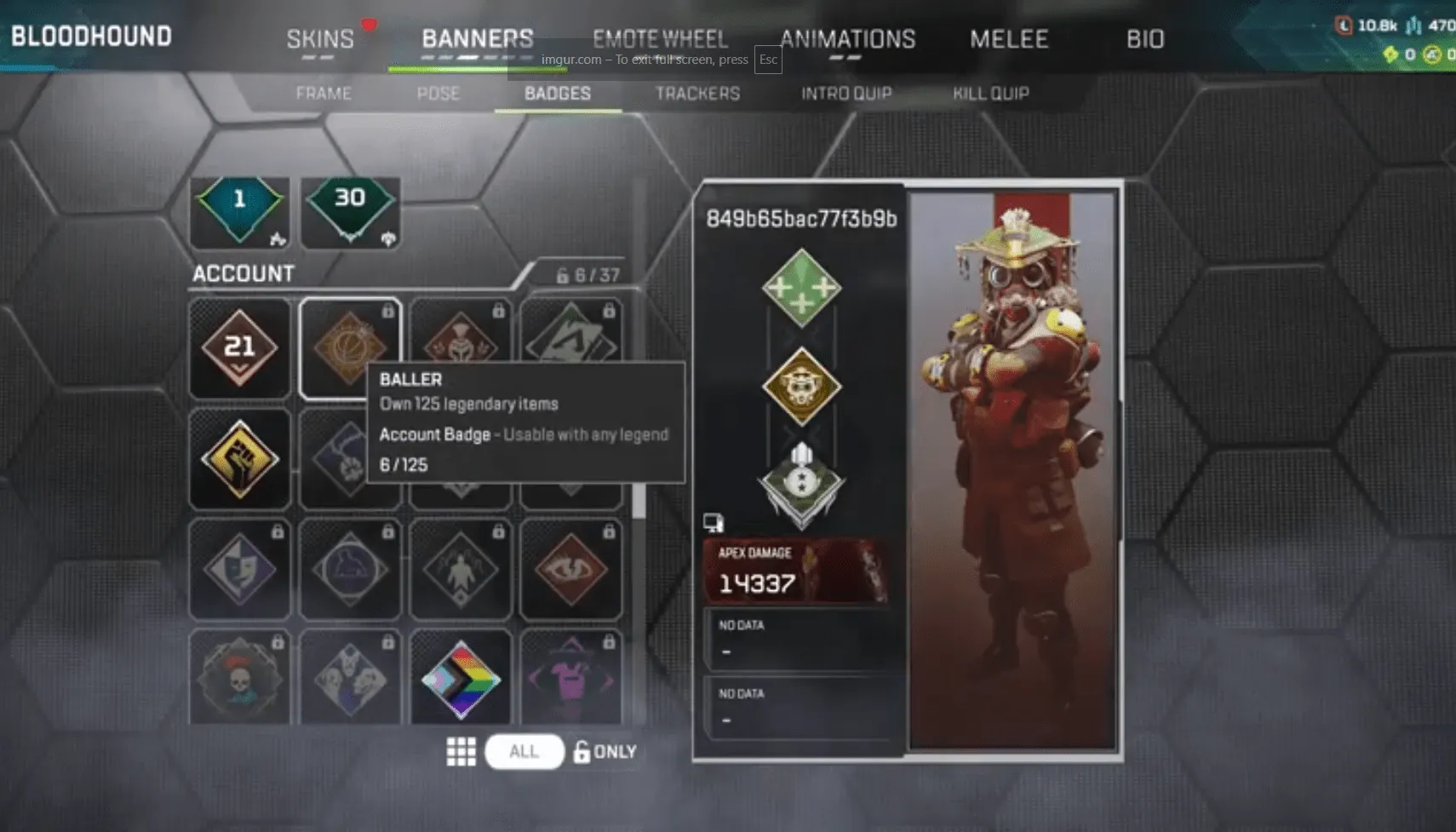 AP623 Bloodhound Relic Raven’s Bite + 21 Level Rookie Account