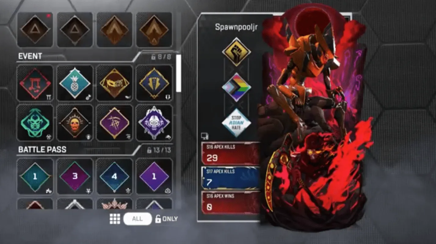 AP631 Prestige Caustic Apex Contagion + Revenant Death Grip Heirloom, Level 96 Rookie, 97 Legendary Skins
