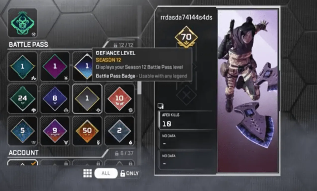 AP634 Wraith Hope’s Dusk Heirloom Relic Level 70 Rookie Account