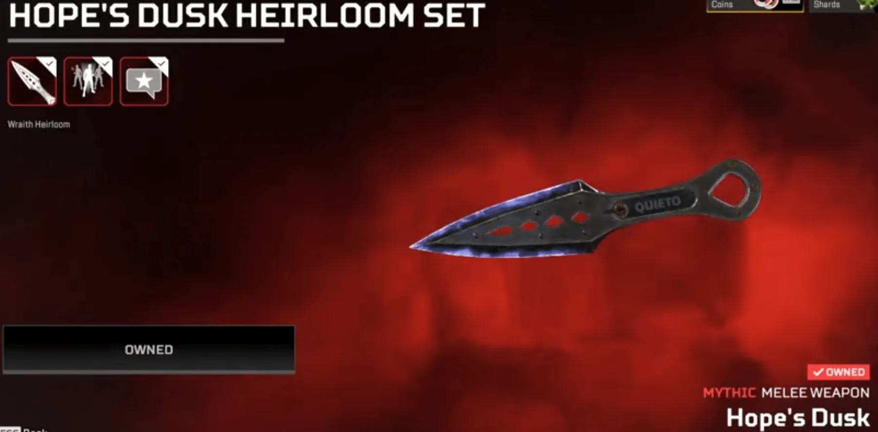 AP634 Wraith Hope’s Dusk Heirloom Relic Level 70 Rookie Account