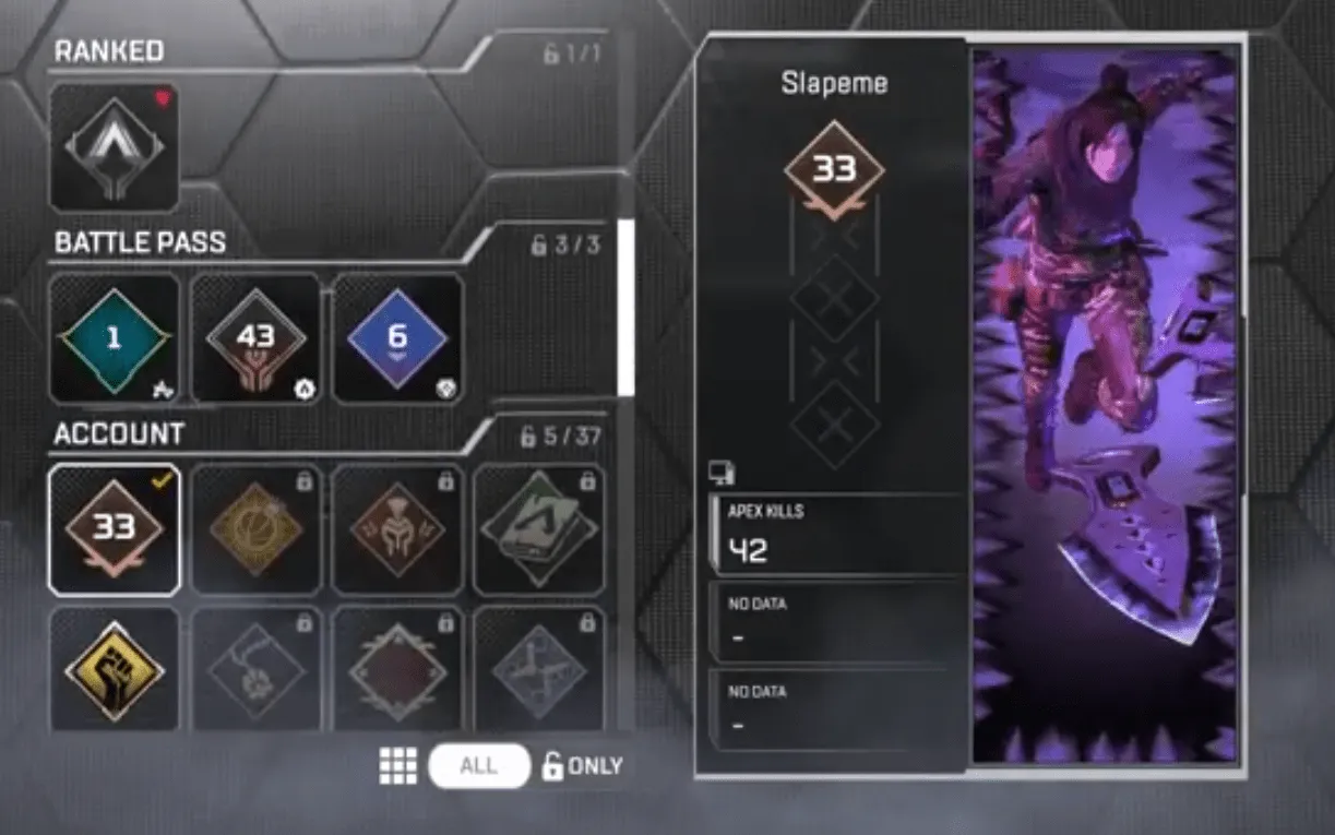 AP635 Heirloom Wraith Relic Level 63 Rookie Rank | 13 Legendary Skins | Xbox Linkable