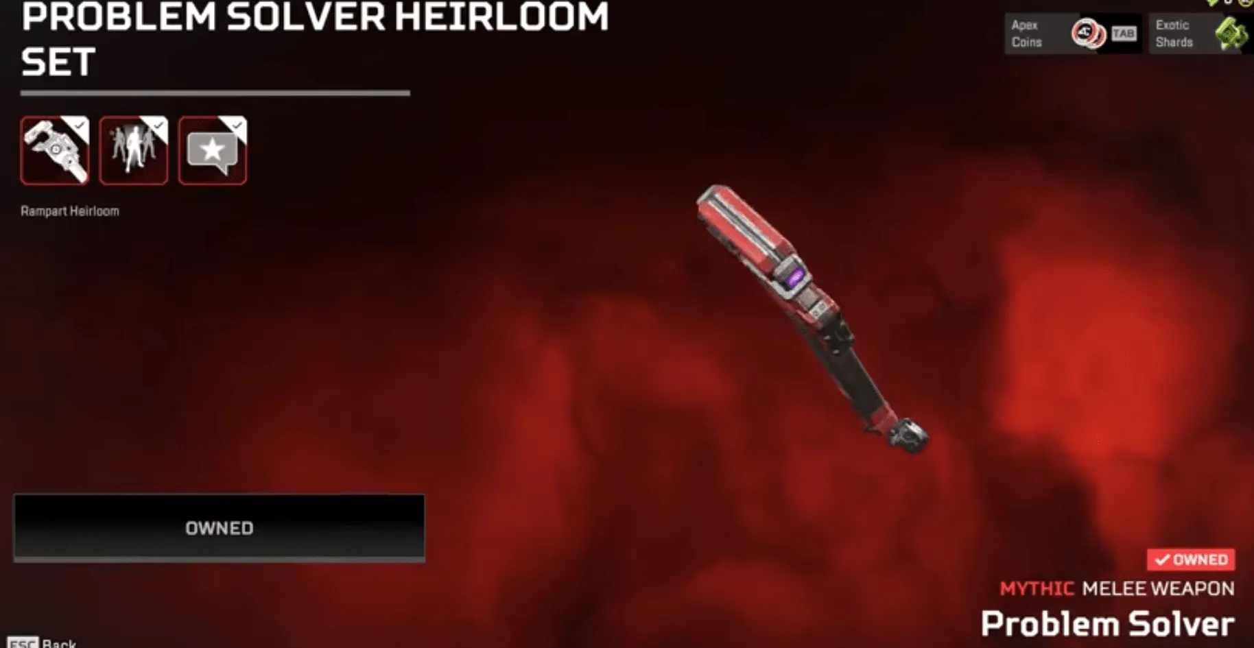 AP658 Rampart Heirloom Problem Solver + Metallic Dreams + High Stats