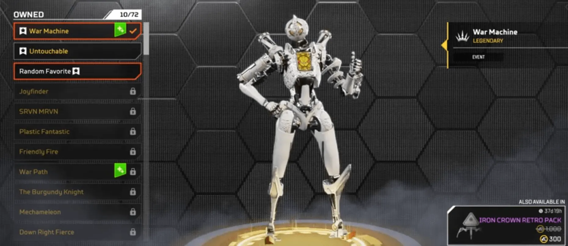 AP659 Pathfinder Heirloom Boxing Gloves War Machine Legendary Skin Level 121 Rookie