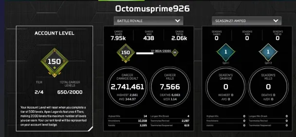 AP669 WRAITH v2 HEIRLOOM | 650 Level | 174 Legends | 4 Reactives R99 S7 PK S3 | Bangalore Road Warrior | Ballistic Havoc Spring Coast | Biomech | Hope's Dawn Heirloom