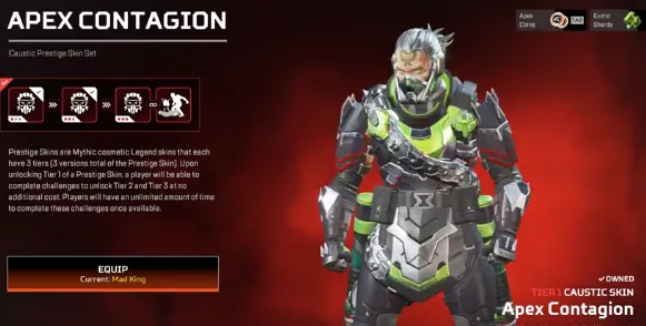 AP671 Wraith Heirloom Hope's Dusk + Caustic Prestige Apex Contagion + Revenant Synthwave Night + Deputy Death + Zero Point + OP Grid + Flying Rice 525 Level 185 Legends