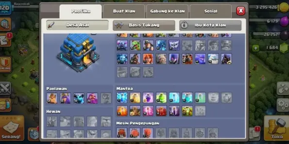 COC157 Town Hall 12 GG Heroes 54/56/34/28 + King/Queen/Warden Skins 