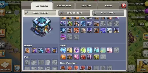 COC161 Max TH13 Semi Max Heroes | 5 Builders | BH8 | 588 Gems | High King Queen Prince Warden Royal 