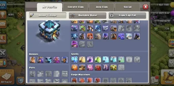 COC162 Maxed Barracks TH13 With Level 57 Queen, 55 King, 37 Minion Prince, 27 Warden, Royal 3, BH10 