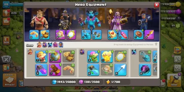 COC176 Max Heroes TH13 | King 43 Queen 46 Warden 33 Prince 29 Champion 13