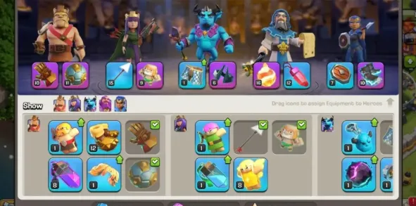 COC196 Maxed Heroes Equipment TH14 | Strong Heroes & High Upgrades 
