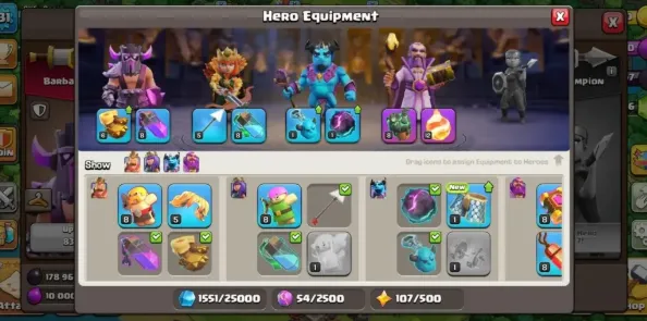 COC197 Maxed TH11 | Level 131 | 5 Builders | BH7 | Fully Maxed Troops & Spells | 4 Hero Skins | 2 Epic Hero Abilities 