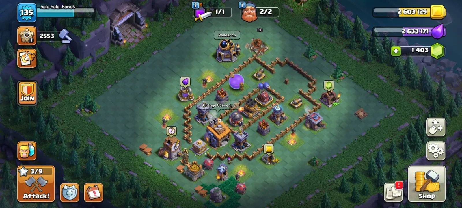 COC226 Maxed Heroes TH16 LV135 1403 Gems 