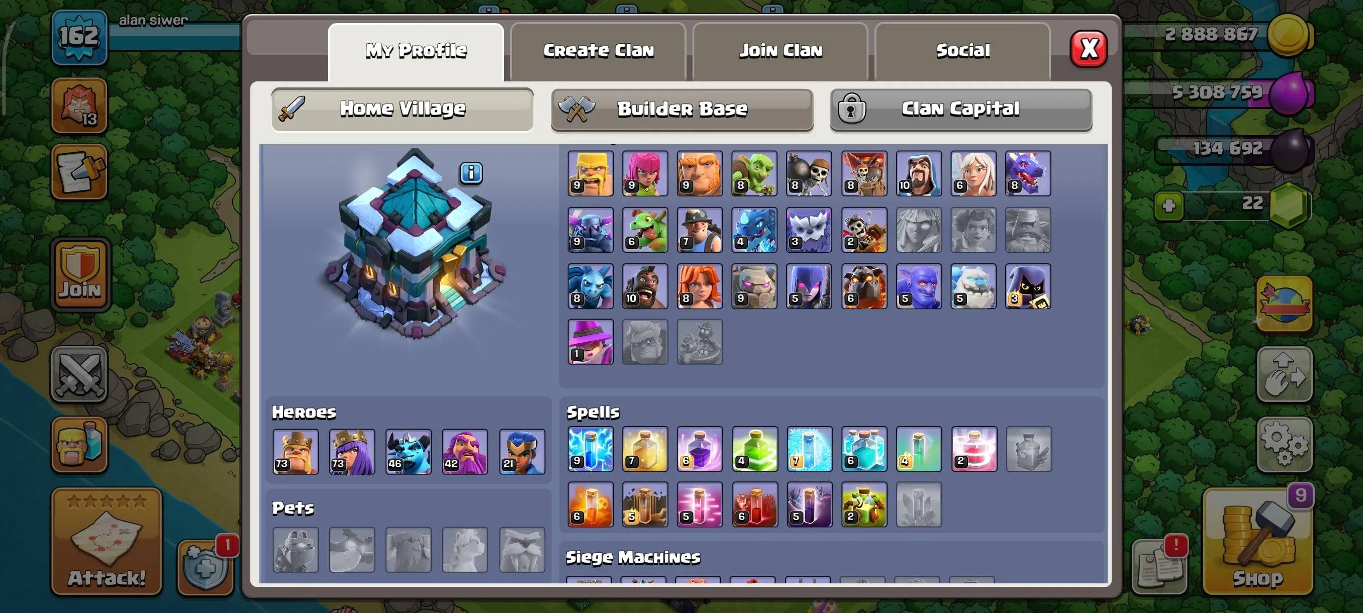 COC227 TH 13 Semi Max Heroes 73 73 46 42 21 Dragon Warden Legendary Skeleton King Gold Autumn Queen Gold 