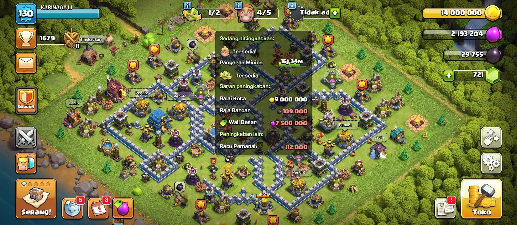COC228 Maxed TH 12 Level 130 – BK 57, AQ 58, Warden 30, 5 Builders, Many Magic Items 