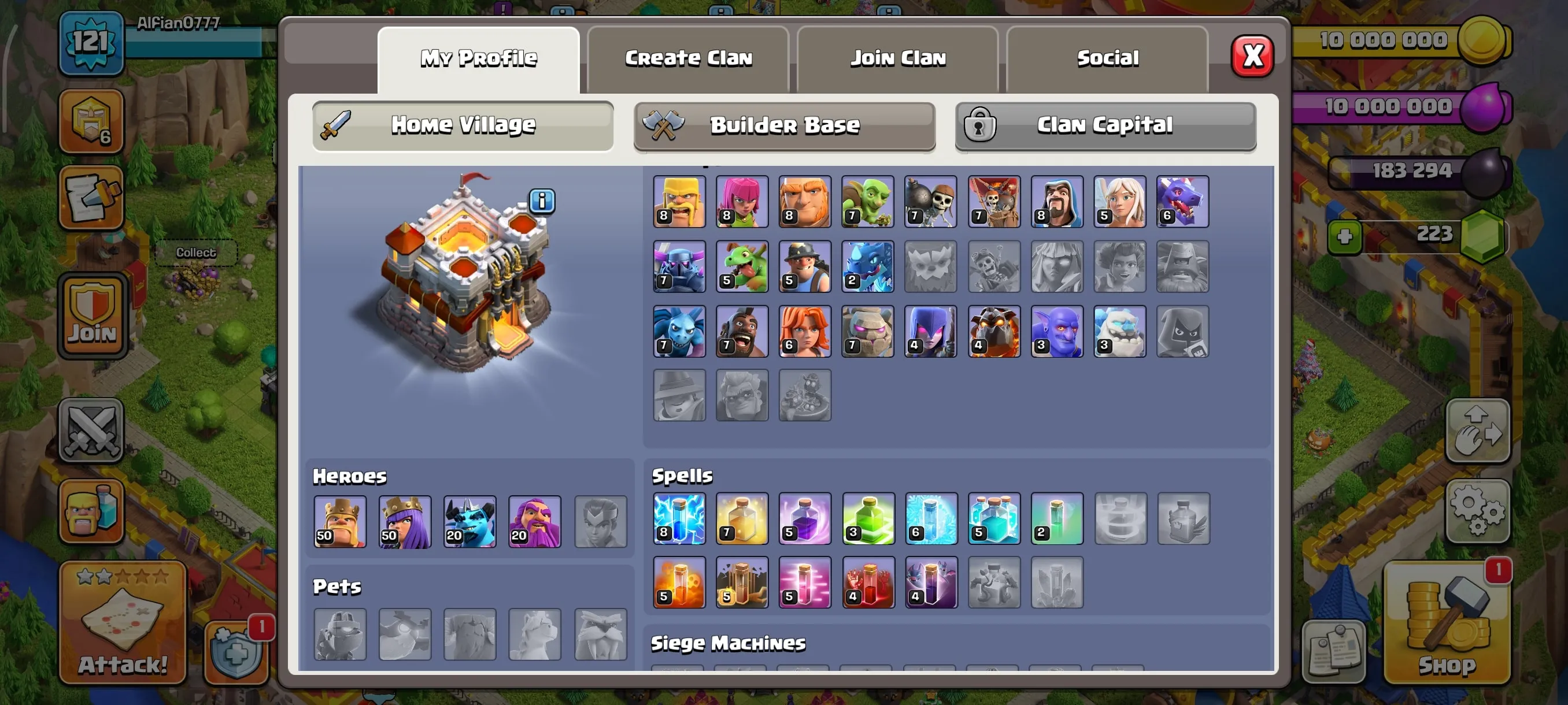 COC235 Maxed TH11 5 Builders – Golem King, Summer Warden, Miner Queen Gold Skins, Royale Scenery, Strong Heroes 