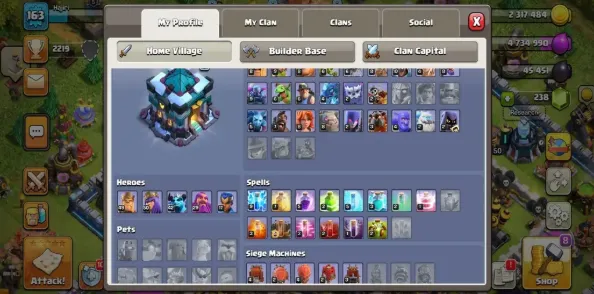 COC237 Maxed TH13 Semi-Max | BK49 AQ50 RC17 Warden29 | Many Maxed Troops & Spells 
