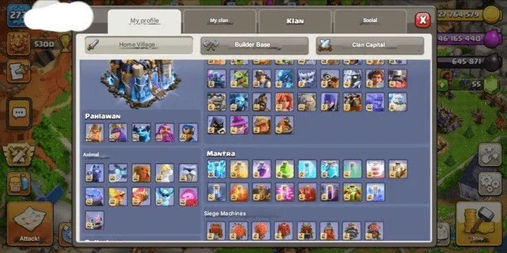COC564 COC TH 18 GG Allmax Base Troops Max Heroes Pets Spells Siege Machines Strong 5300 Trophies (G)