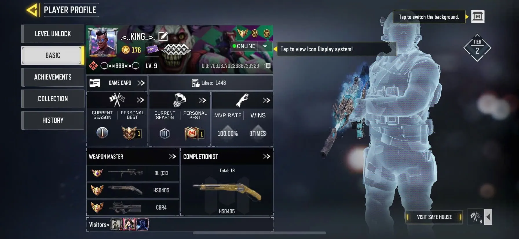 CODM18 High level account with level 176 and battle royale rank Veteran III, 4 mythic weapons, 3 legendary weapon skins 