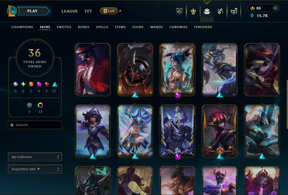 【 EUW 】Diamond IV 🏆 36 Skin / 93 Champions 🌊 4 Mythic ♦ 2 Legendary ♦ 17 Epic ✅ Full Access & Ownership 🚚 Instant Delivery
