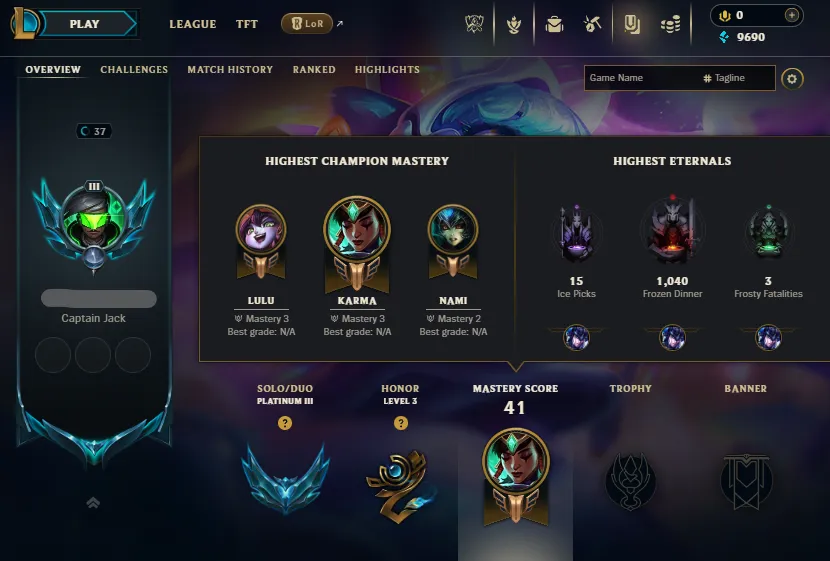 🔥Platinum 3 45LP Handleveled🚀+38/-12LP Gains💎9K BE 37Champs 3Skins⭐Name Changeable🔓Unverified Email✅Lifetime Ownership Guarantee✔️Recovery info included