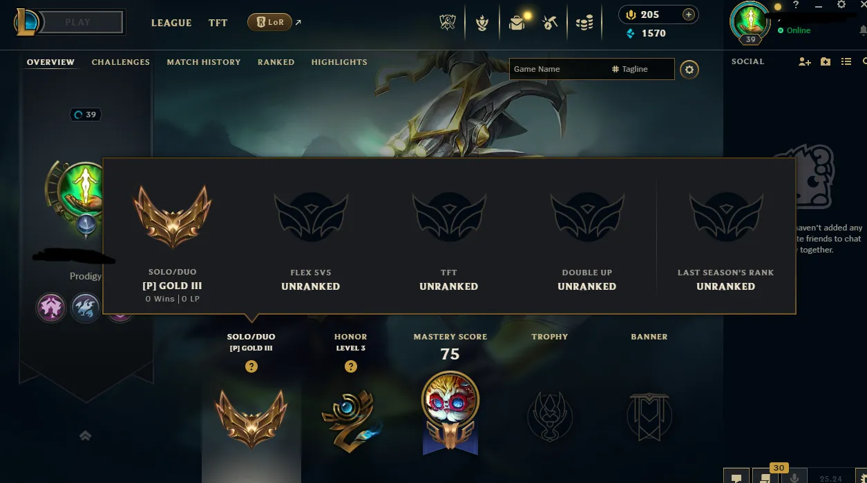 🚀【EUNE】Gold 3 Placements ⚡High MMR 💰1.5K BE - 205 RP ✅+40 Champ 🌊Recovery Info