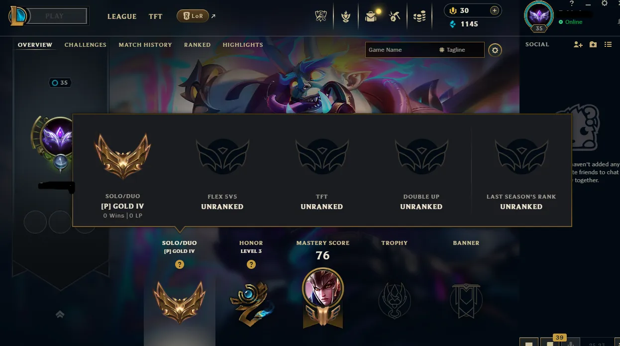 šćEUNEćGOLD IV ā”Placements ā
High MMR š°1.4K šFull Access