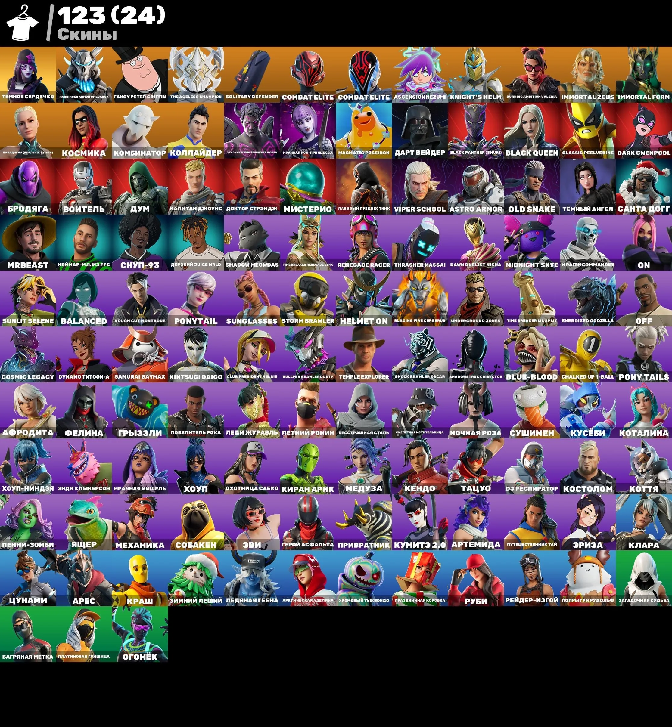 F1010 123 Skins, Exclusive Styles, Rare Pickaxes, Dark Skully, Gliders, Emotes, Wraps, PC/Nintendo/PlayStation/Xbox Compatible, Changeable Email 