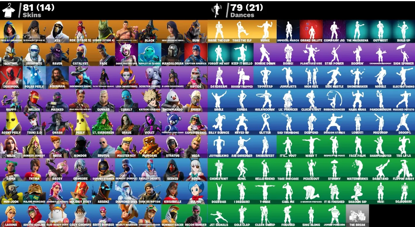 F1029 81 Skins Account with Raven, Peely, Deadpool, Mandalorian, Catalyst 