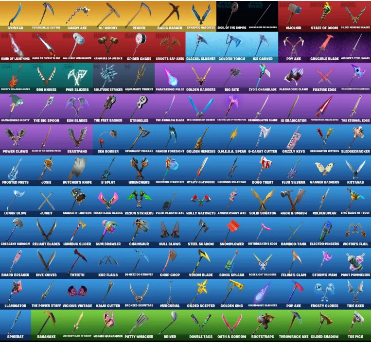 F1034 Gold Midas, Gold Brutus, Sultura, Shady Doggo, Cloud Striker, Tart Tycoon, Major Glory, Ronin, The Foundation, Nezumi, Fade, Hunter, 113SKINS