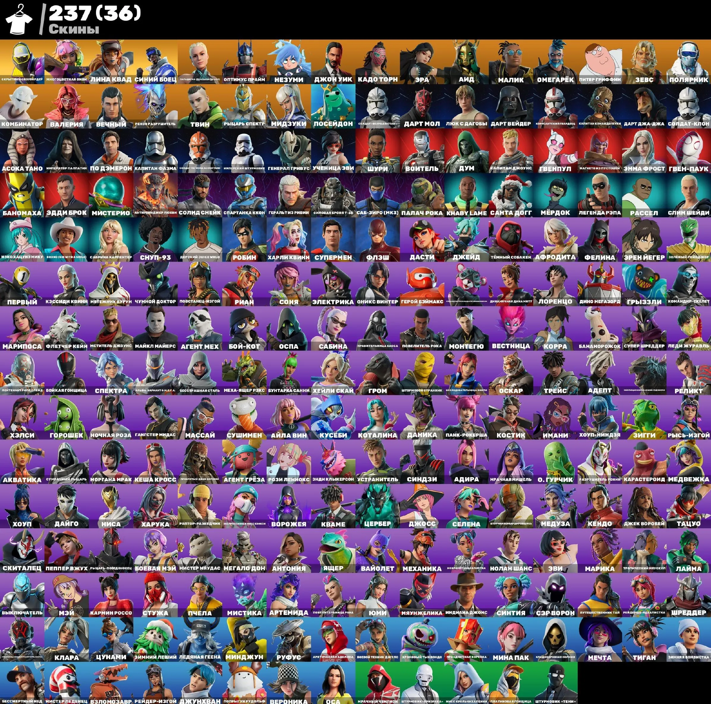 F1077 237 Skins—Peter Griffin, The Flash, Full Email Access, Massive Cosmetic Collection (G)