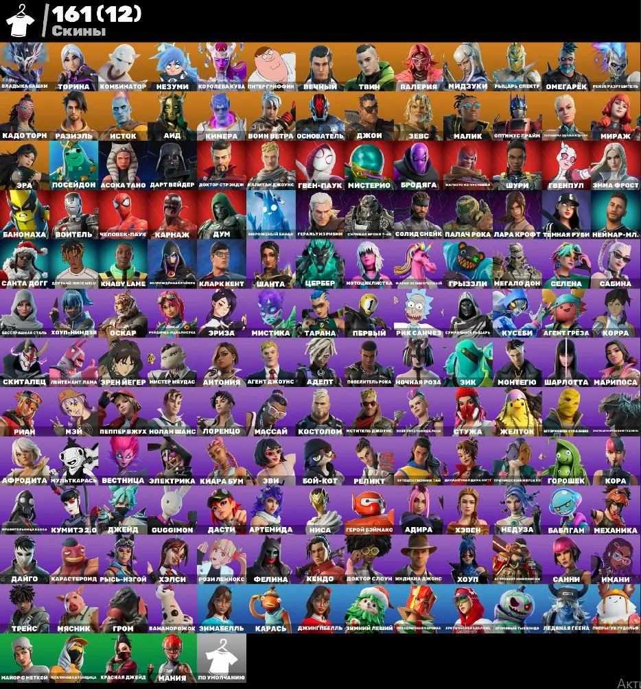 F1144 EXCLUSIVES – 161 Skins, Kymera, The Cube Queen, Peter Griffin, Fishstick, Multiple Exclusive Backblings, Pickaxes, and Gliders Included