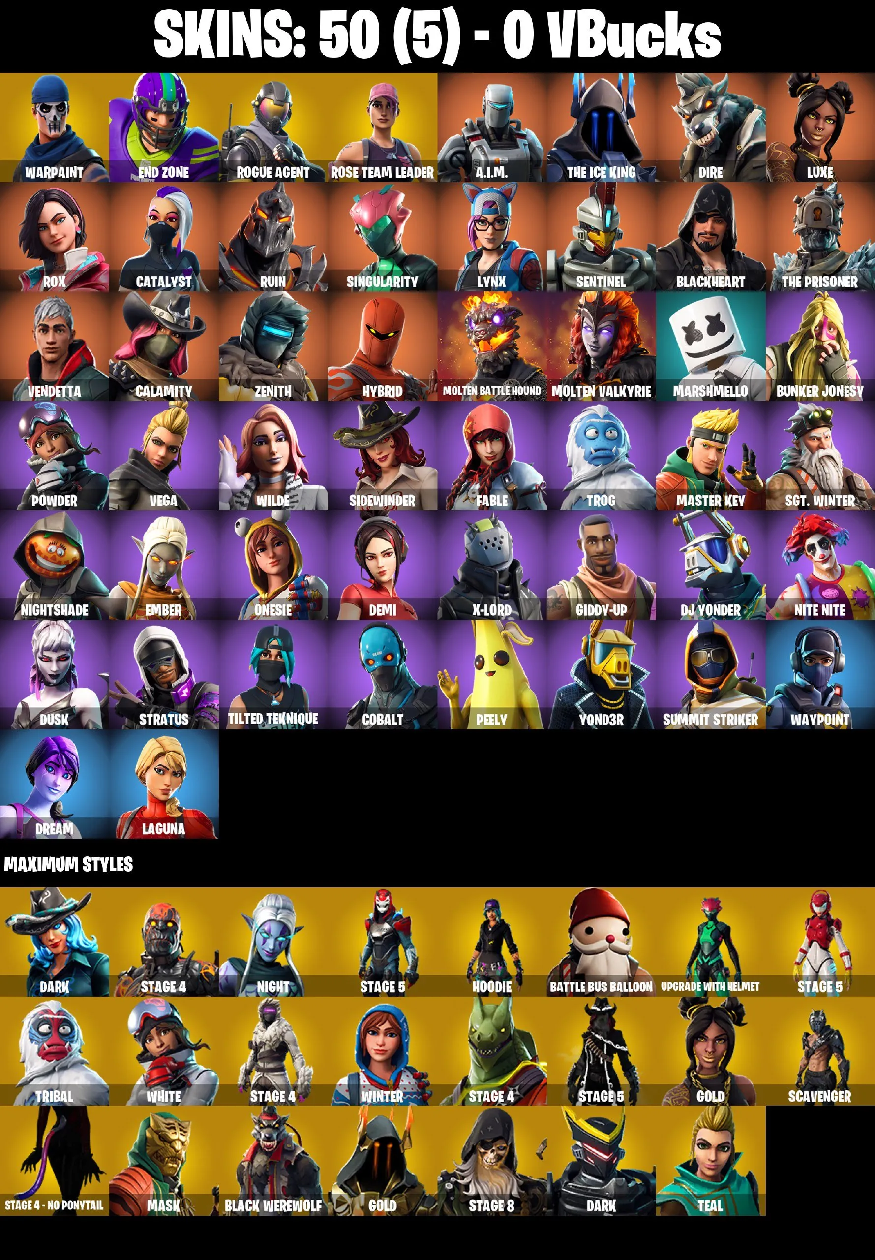 F1146 Exclusive Skins Warpaint, End Zone, Rogue Agent, Rose Team Leader + 50 Skins Including Ember, Lynx, The Ice King 