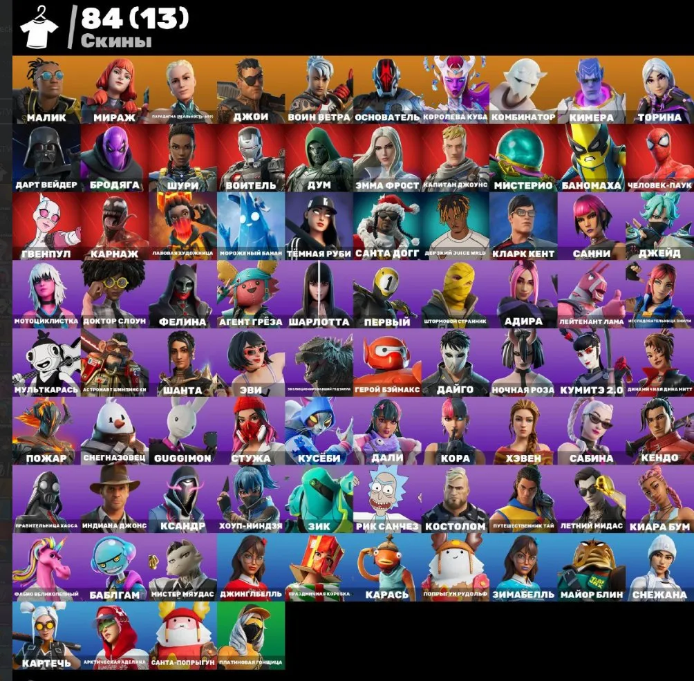 F1220 84 Skins Including Malik, Mirage, Paradigm (Reality-659), Joey, Wind Warrior, Founder (G)