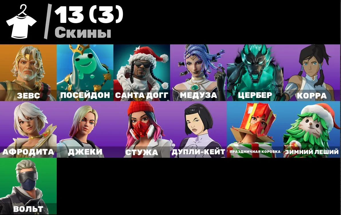 F1255 13 Skins Including Zeus, Poseidon, Santa Dogg, Medusa, Cerberus, Korra, Aphrodite, Jackie, Stuzha, Dupli-Kate (G)