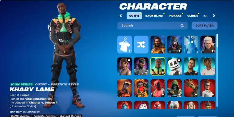 F1302 Khaby Lame, Neymar Jr, Marshmello, Deadpool, Doctor Doom, Golden King Pickaxe, Premium Marvel & Icon Series, Full Access Changeable Email (G)