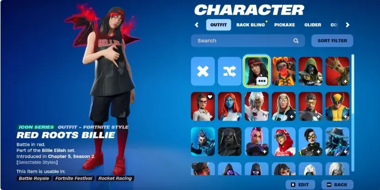 F1303 Red Root Billie, Tectonic Komplex, 8 Marvel Series, 37 Outfits, 22 Pickaxes, 16 Gliders, Full Access Changeable Email (G)