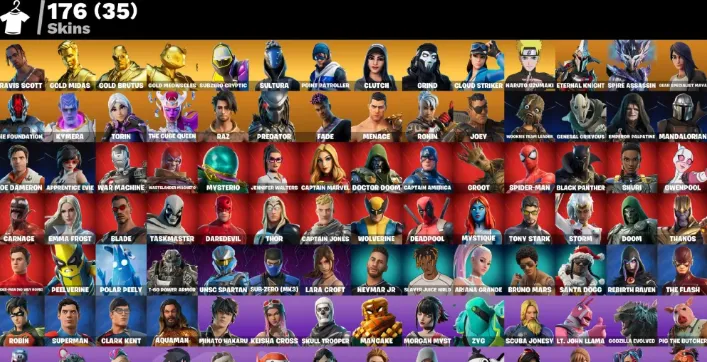 F1314 Travis Scott, Gold Midas, Eternal Knight, 176 Skins, Lifetime Mail, 210 Pickaxes (G)