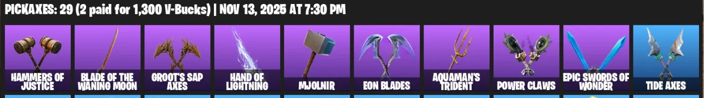 F1315 Travis Scott, Midas, Marvel Skins, 30 Skins, 29 Pickaxes, Agent Peely, Storm, Thor (G)