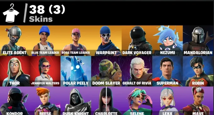 F1320 38 Skins - Elite Agent, Blue Team Leader, Rose Team Leader, Warpaint, Dark Voyager - 51 Pickaxes - OG (G)