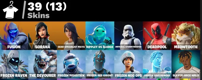 F1340 39 Skins - Fusion, Sorana, Gear Specialist Maya, Rippley Vs Sludge, Imperial Stormtrooper - 51 Pickaxes (G)