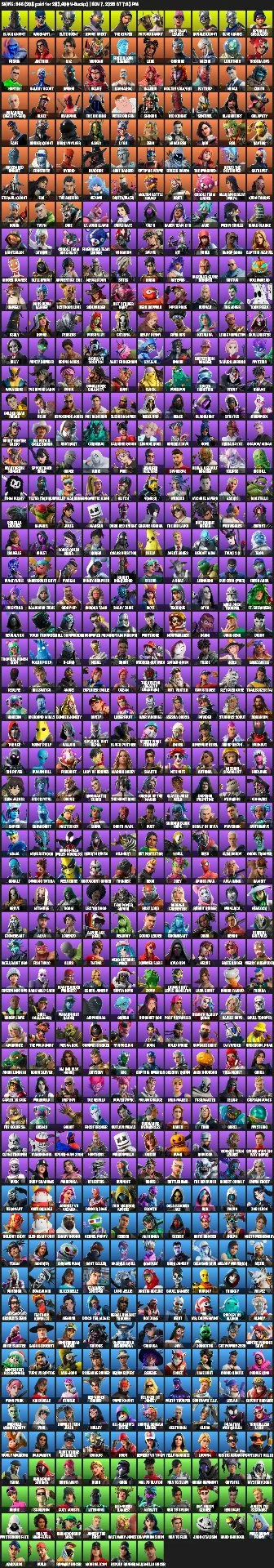 F827 566 Skins, Black Knight, Royale Knight, Sparkle Specialist, 7495 V-Bucks, Offlego, 288 Gliders, 469 Pickaxes, 617 Emotes, Account Level 4928