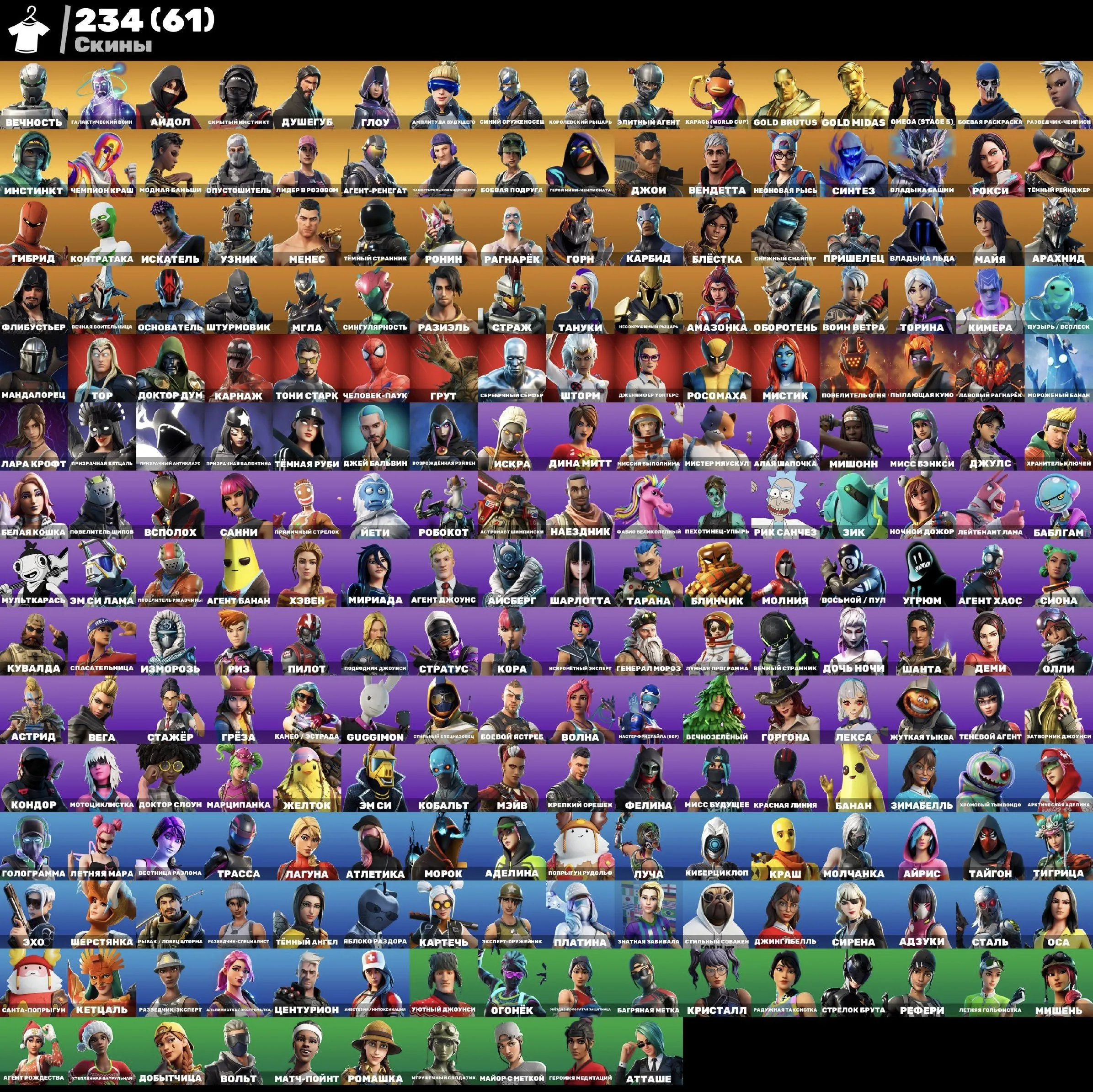 F833 Galaxy, Ikonik, Glow, Nvidia, Mako & 234 Exclusive Skins - Peak 37k PR