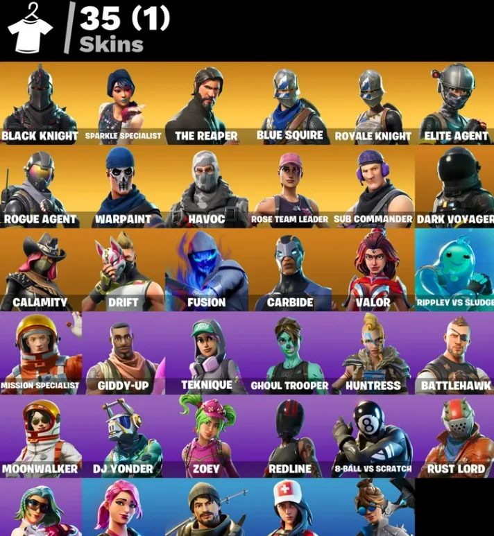 F862 Black Knight, Reaper, Sparkle Specialist, Blue Squire, Royale Knight, Merry Mint, Take The L, Floss, OG STW (G)