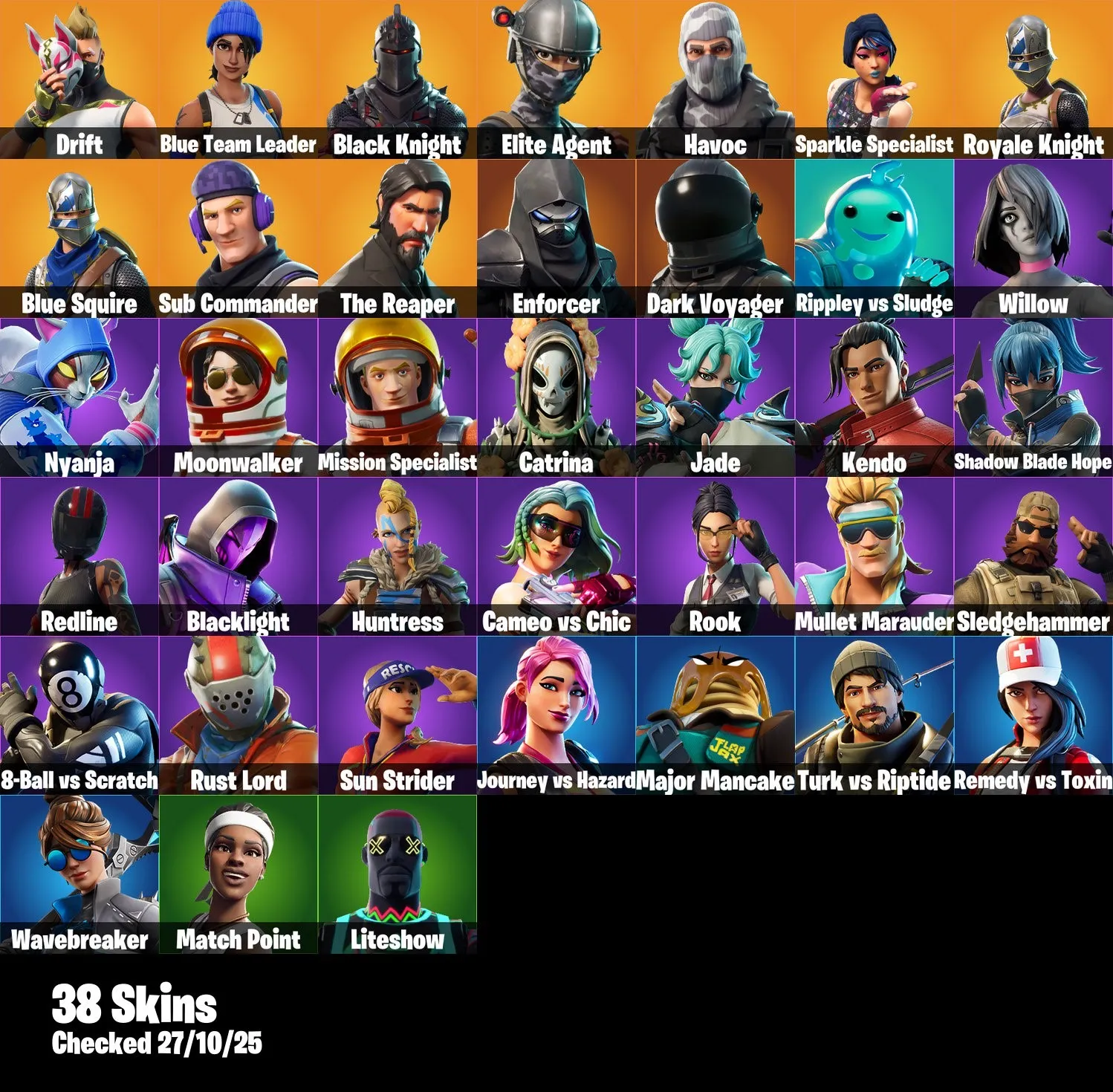 F873 Black Knight, Sparkle Specialist, Floss, Take The L, 38 Skins, Rare OG Collection (G)