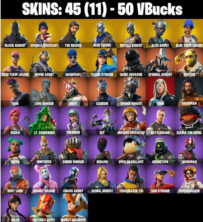 F884 Black Knight, The Reaper, Sparkle Specialist, OG STW, 45 Skins (G)