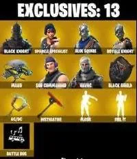 F904 Black Knight, Renegade Raider, Sparkle Specialist, Blue Squire, Royale Knight, Alan Wake, (13 Exclusives, 24 Skins)