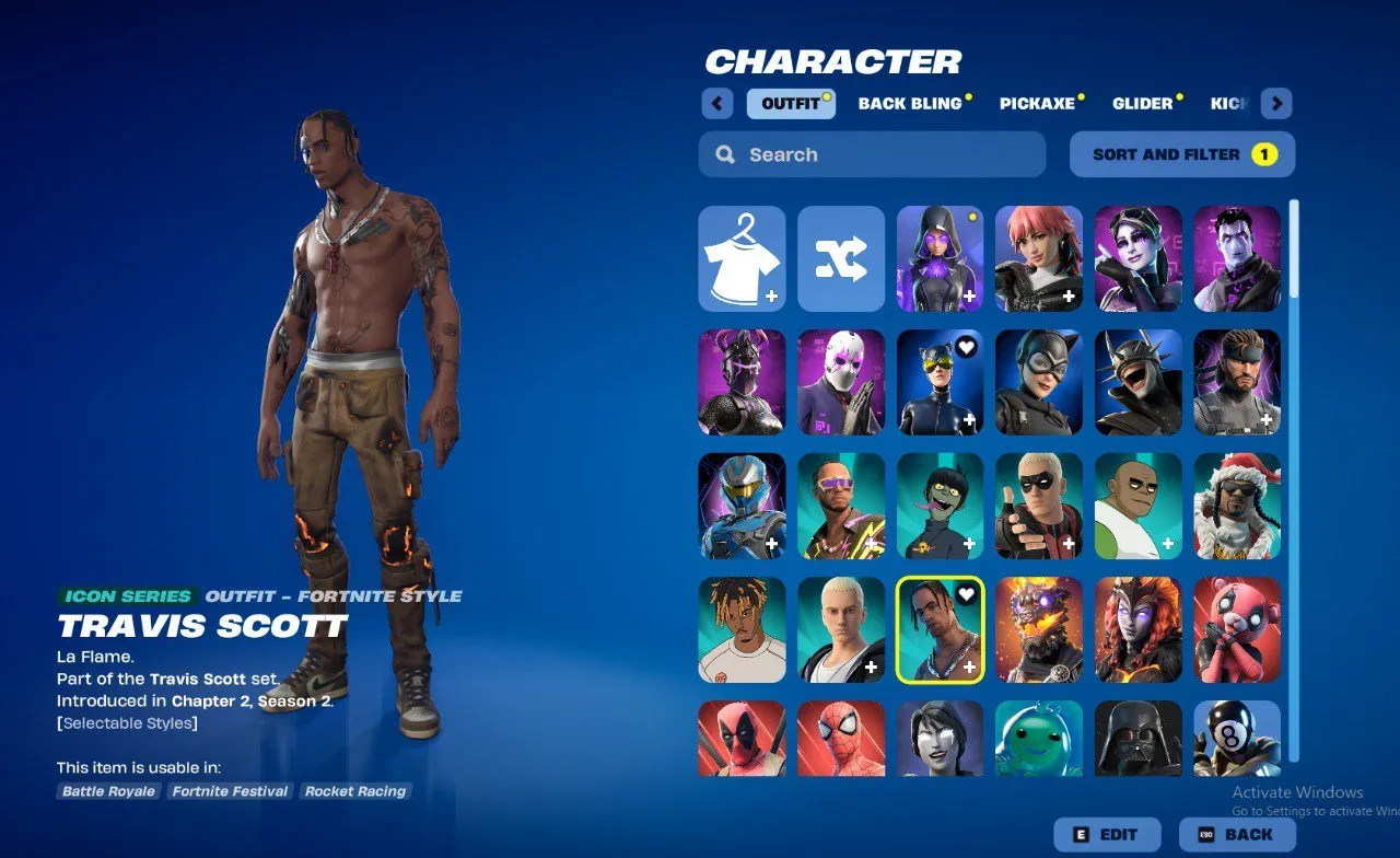 F916 Travis Scott, Harley Hitter, Surf Witch, Tricksy, and Over 180 Skins