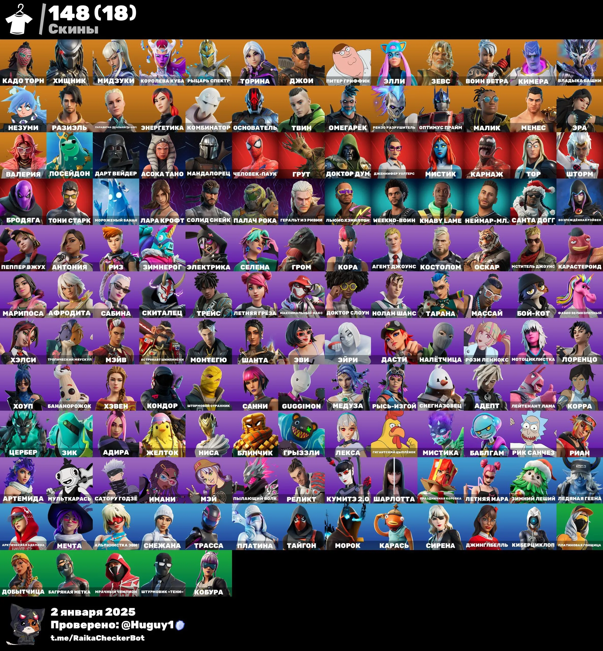 F927 Old Squads Packs | 148 Unique Skins Including Spider-Man, Lara Croft, Neymar Jr., Tony Stark, Doctor Doom, Mystique, Thor, Storm, Groot, and More