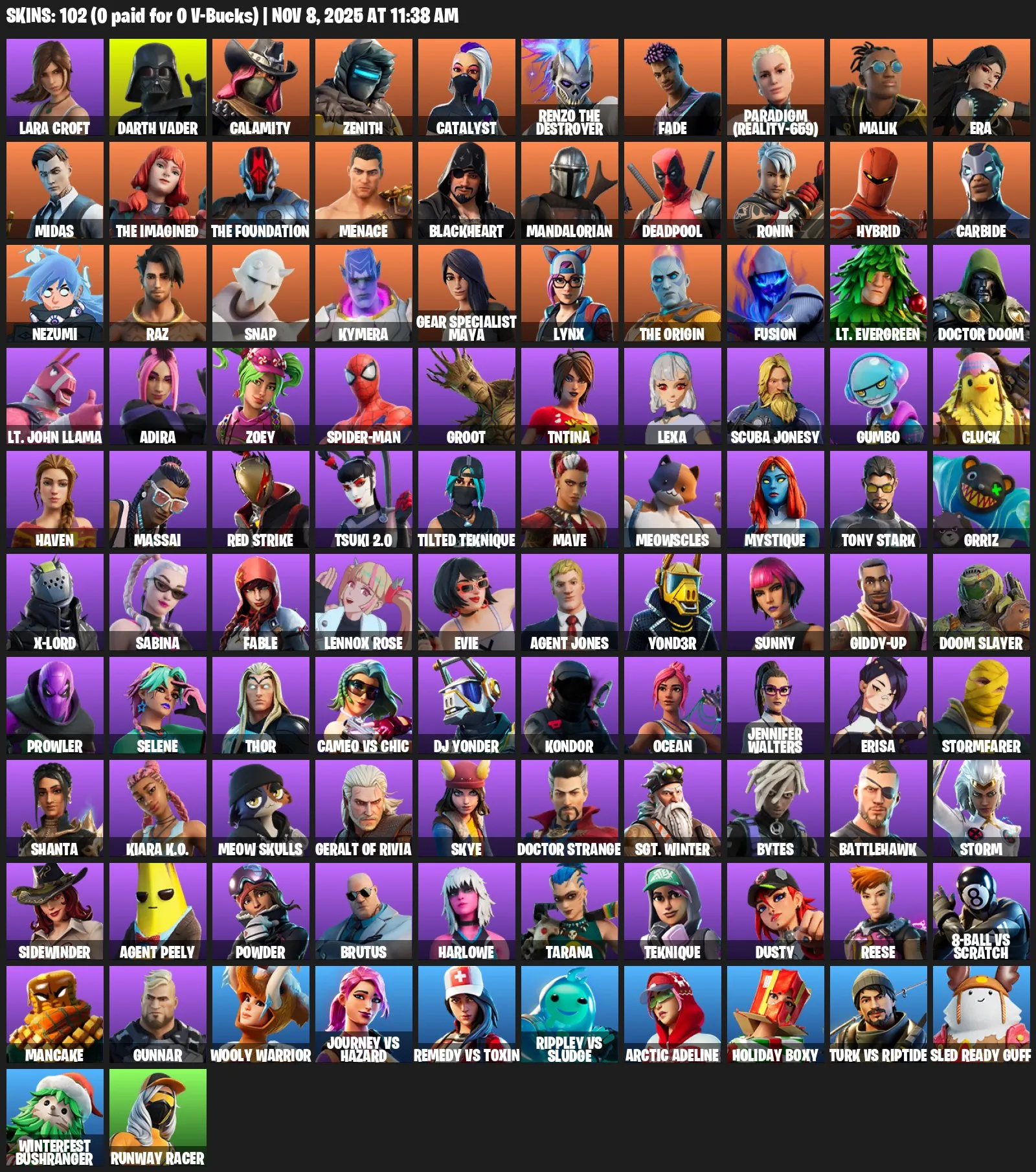 F984 Glow, Skull Trooper, World Warrior, Rogue Agent, Off-Grid, 93 Skins, Full Access